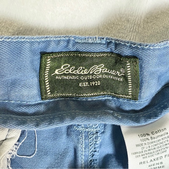 Eddie Bauer Relaxed Cotton Men’s Chino Shorts, Light Blue, Size 34 - Picture 6 of 8